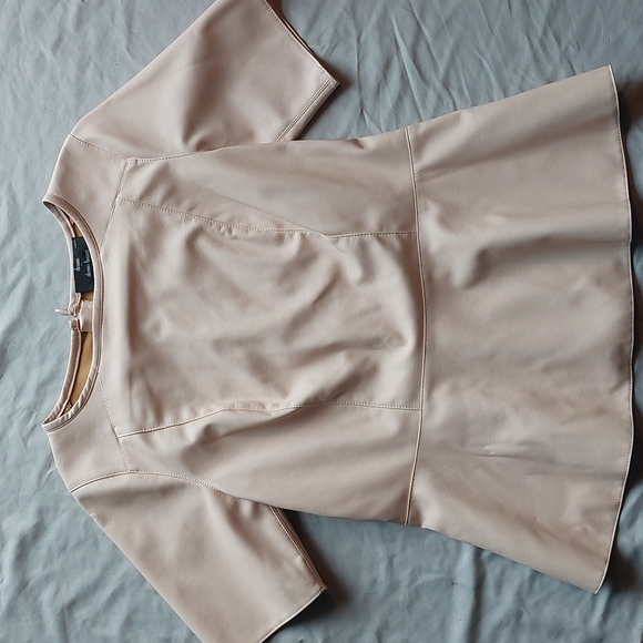 DENNIS BASSO faux leather like new pink top, 10-14 - Picture 1 of 15